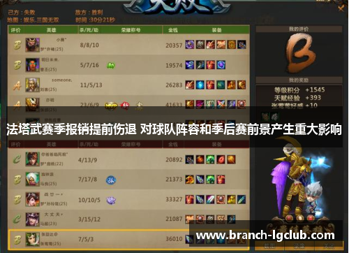 法塔武赛季报销提前伤退 对球队阵容和季后赛前景产生重大影响 法塔武赛季报销提前伤退 对球队阵容和季后赛前景产生重大影响